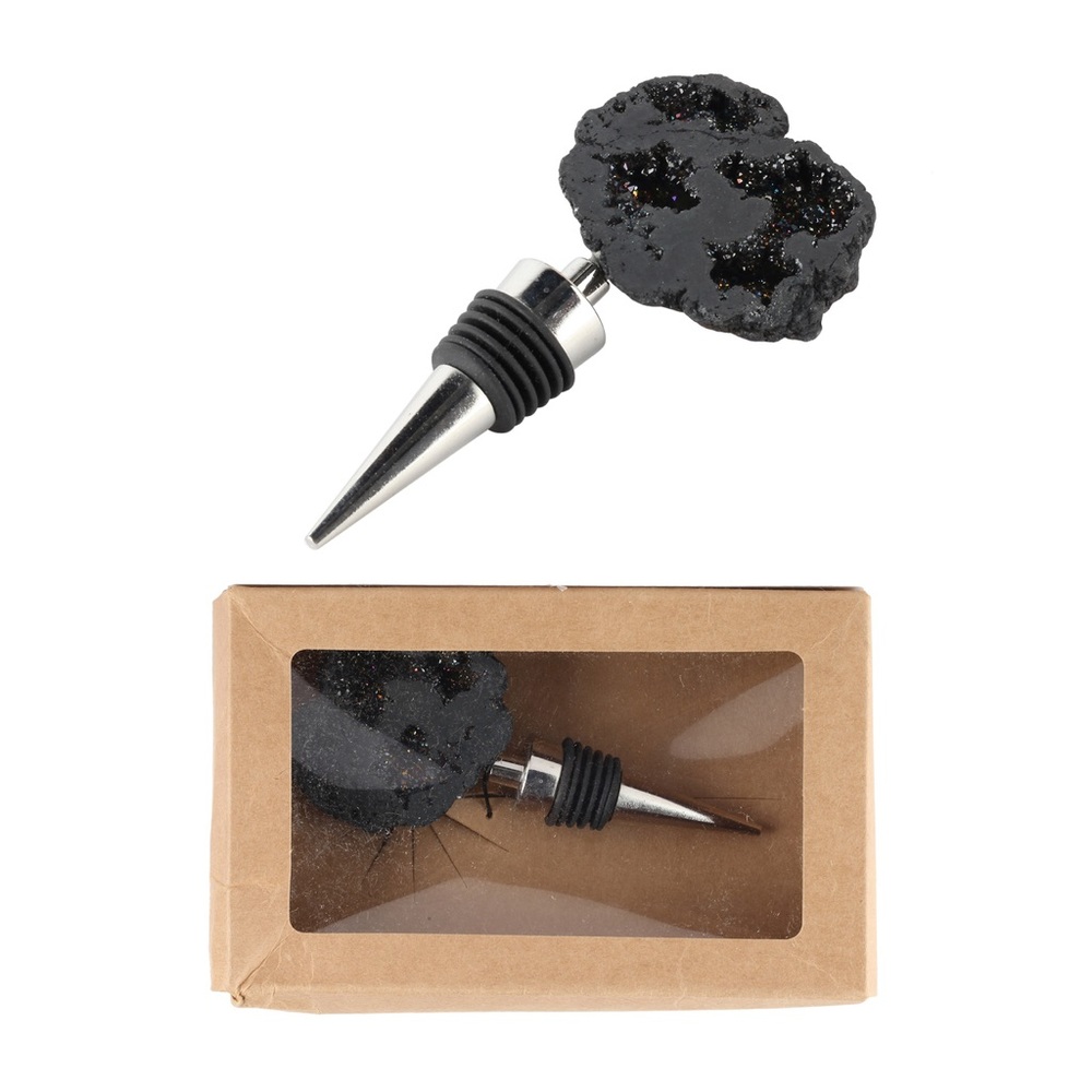 Bottle Stopper,Black Geode